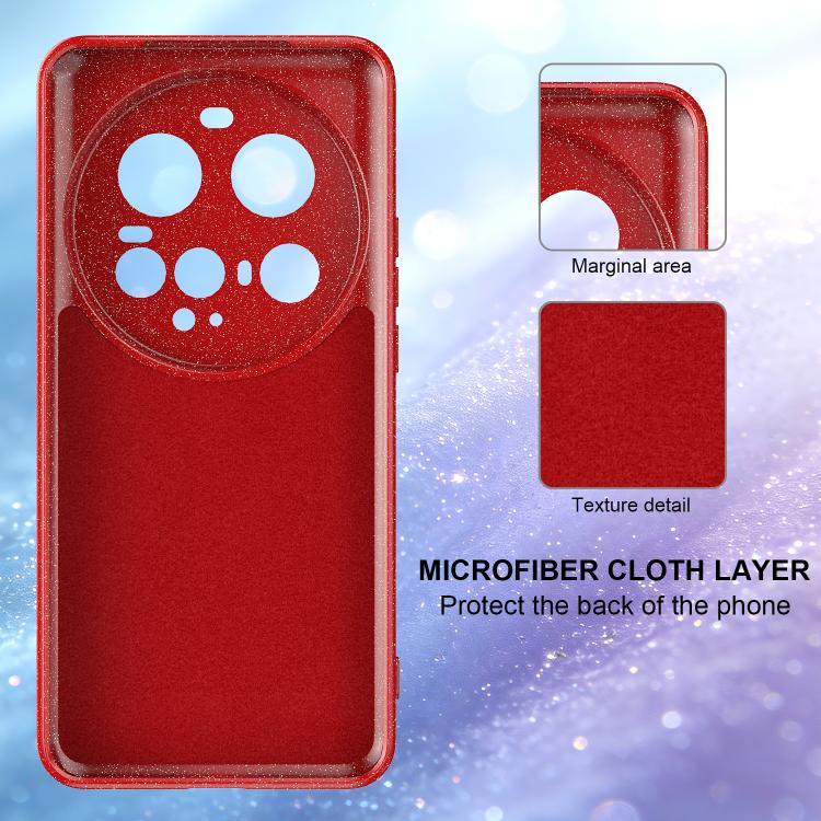 For Xiaomi 15 Ultra Fine Hole Glossy Glitter Magnetic TPU Phone Case with Same Color Hand Strap