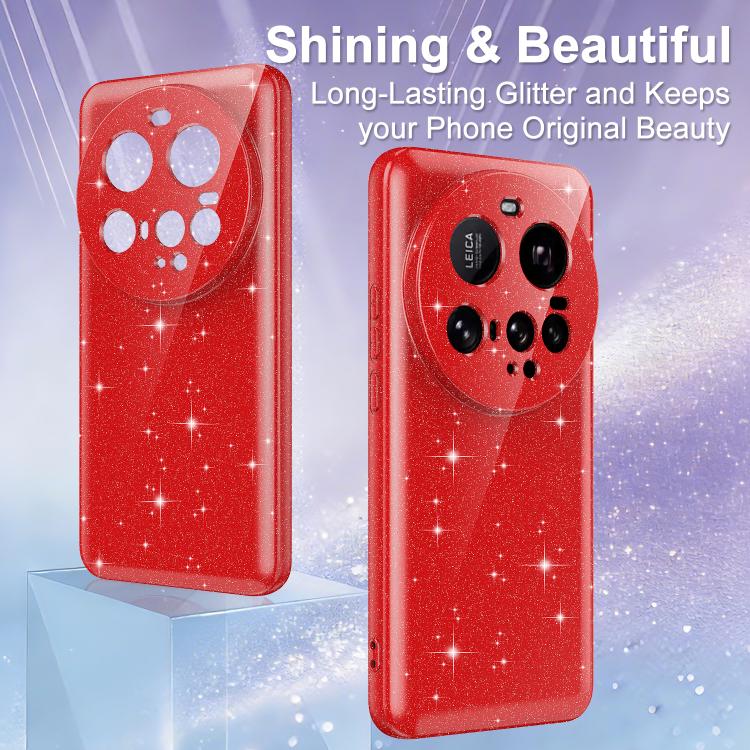 For Xiaomi 15 Ultra Fine Hole Glossy Glitter Magnetic TPU Phone Case with Same Color Hand Strap