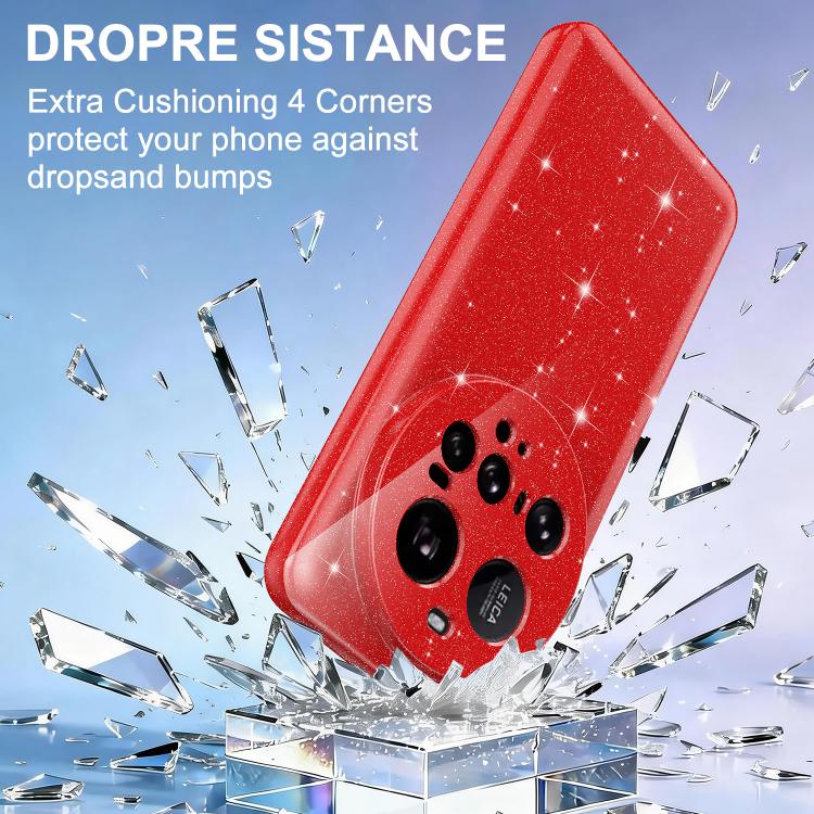 For Xiaomi 15 Ultra Fine Hole Glossy Glitter Magnetic TPU Phone Case with Same Color Hand Strap