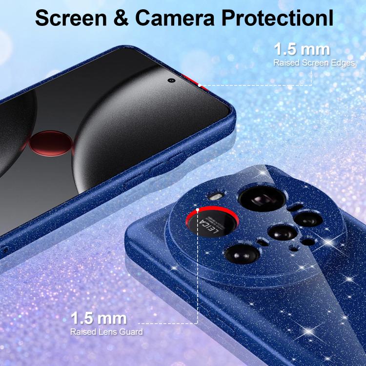 For Xiaomi 15 Ultra Fine Hole Glossy Glitter Magnetic TPU Phone Case with Same Color Hand Strap