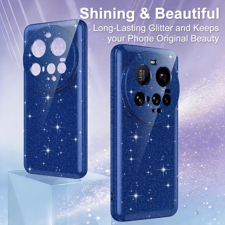 For Xiaomi 15 Ultra Fine Hole Glossy Glitter Magnetic TPU Phone Case with Same Color Hand Strap