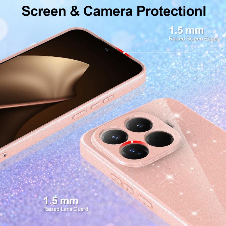 For Xiaomi 15T Pro 5G Fine Hole Glossy Glitter Magnetic TPU Phone Case with Same Color Hand Strap