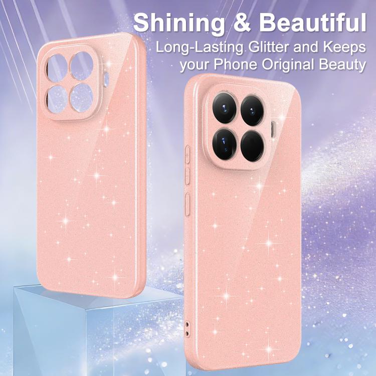 For Xiaomi 15T Pro 5G Fine Hole Glossy Glitter Magnetic TPU Phone Case with Same Color Hand Strap