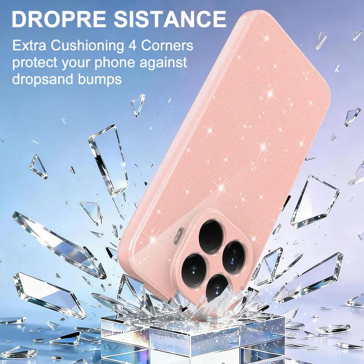 For Xiaomi 15T Pro 5G Fine Hole Glossy Glitter Magnetic TPU Phone Case with Same Color Hand Strap
