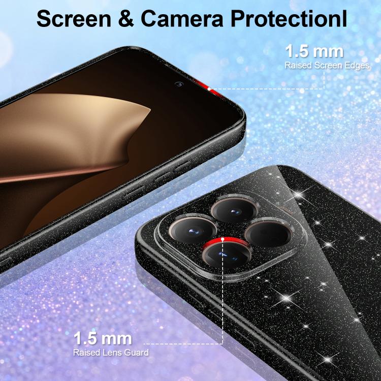 For Xiaomi 15T Pro 5G Fine Hole Glossy Glitter Magnetic TPU Phone Case with Same Color Hand Strap