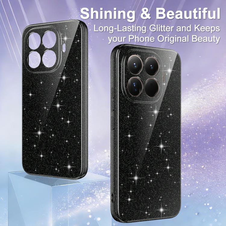For Xiaomi 15T Pro 5G Fine Hole Glossy Glitter Magnetic TPU Phone Case with Same Color Hand Strap