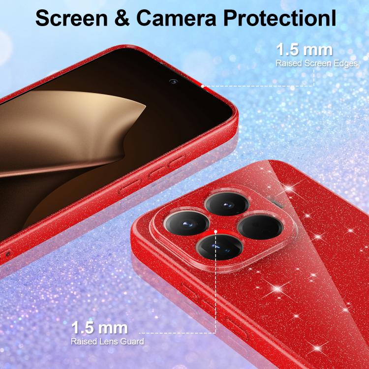 For Xiaomi 15T Pro 5G Fine Hole Glossy Glitter Magnetic TPU Phone Case with Same Color Hand Strap