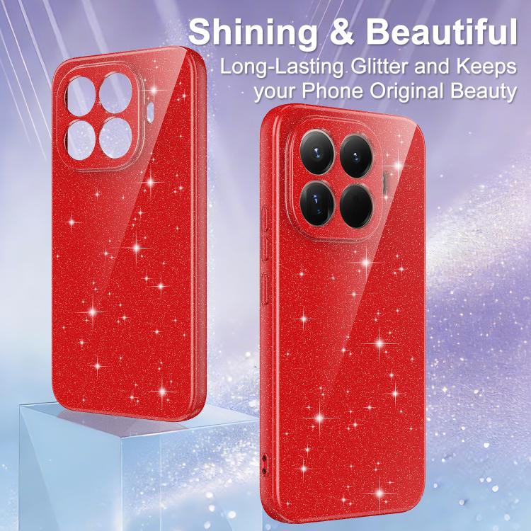 For Xiaomi 15T Pro 5G Fine Hole Glossy Glitter Magnetic TPU Phone Case with Same Color Hand Strap