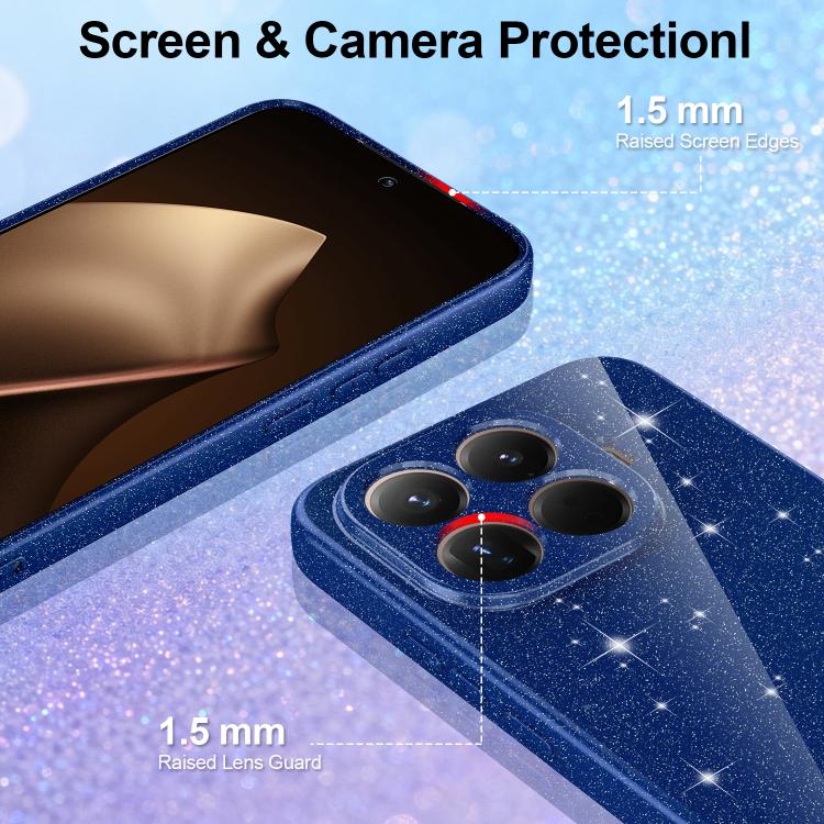 For Xiaomi 15T Pro 5G Fine Hole Glossy Glitter Magnetic TPU Phone Case with Same Color Hand Strap