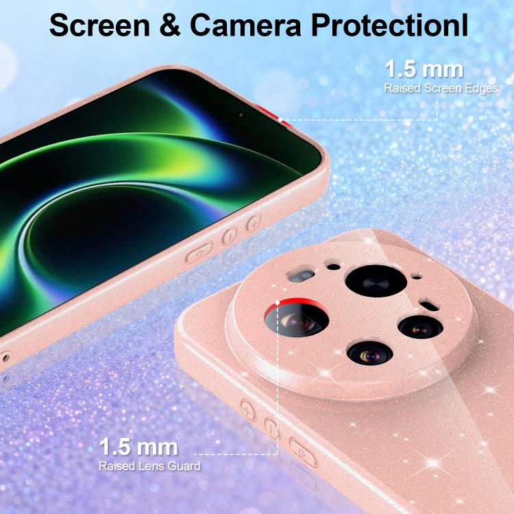 For Xiaomi 17 Ultra Fine Hole Glossy Glitter Magnetic TPU Phone Case with Same Color Hand Strap