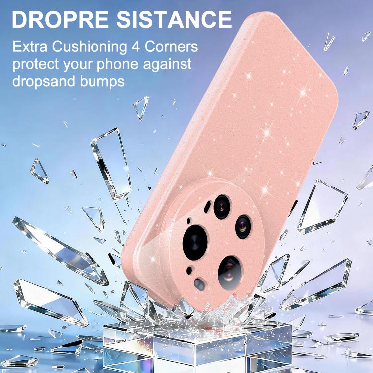 For Xiaomi 17 Ultra Fine Hole Glossy Glitter Magnetic TPU Phone Case with Same Color Hand Strap
