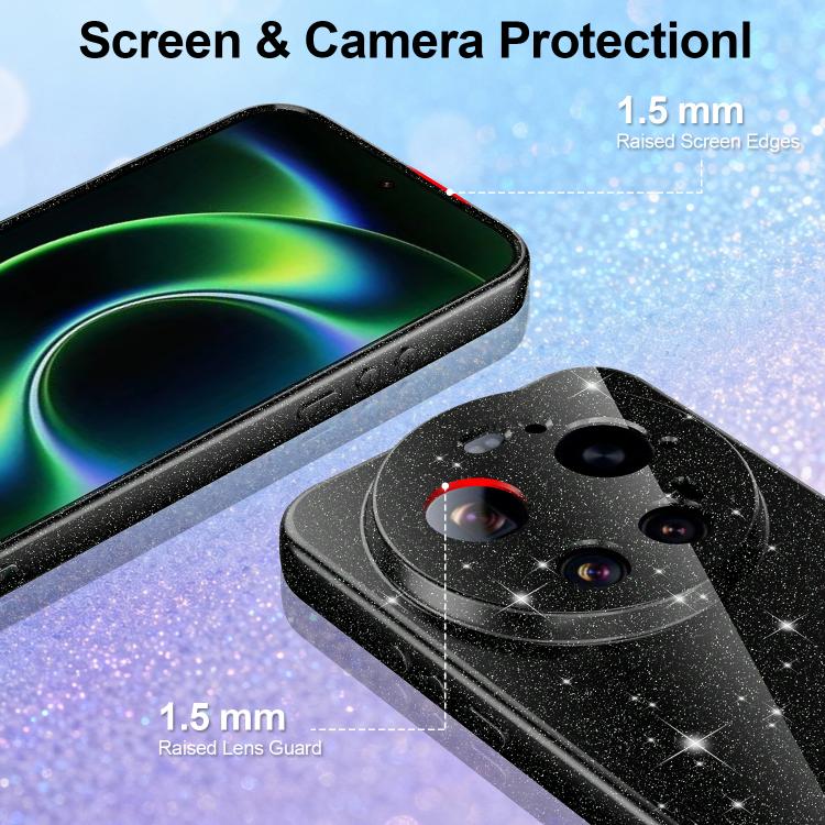 For Xiaomi 17 Ultra Fine Hole Glossy Glitter Magnetic TPU Phone Case with Same Color Hand Strap