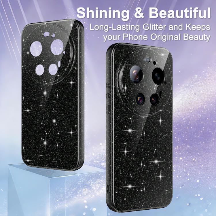 For Xiaomi 17 Ultra Fine Hole Glossy Glitter Magnetic TPU Phone Case with Same Color Hand Strap
