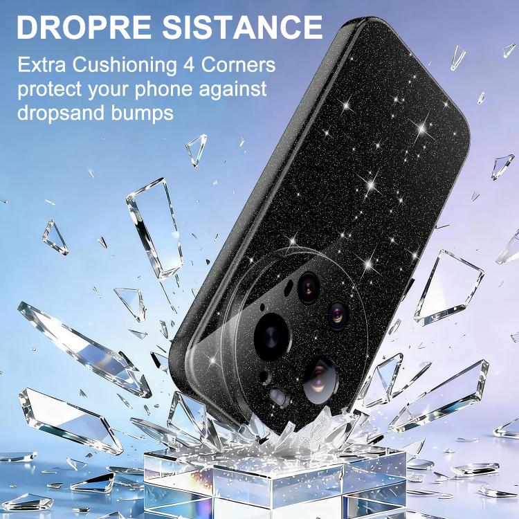 For Xiaomi 17 Ultra Fine Hole Glossy Glitter Magnetic TPU Phone Case with Same Color Hand Strap