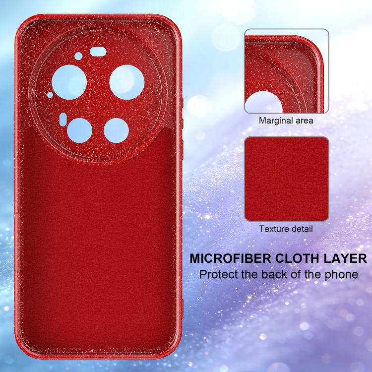 For Xiaomi 17 Ultra Fine Hole Glossy Glitter Magnetic TPU Phone Case with Same Color Hand Strap