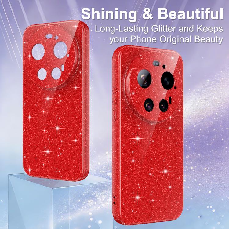 For Xiaomi 17 Ultra Fine Hole Glossy Glitter Magnetic TPU Phone Case with Same Color Hand Strap