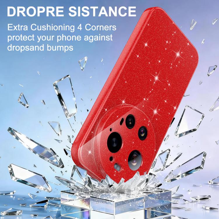 For Xiaomi 17 Ultra Fine Hole Glossy Glitter Magnetic TPU Phone Case with Same Color Hand Strap