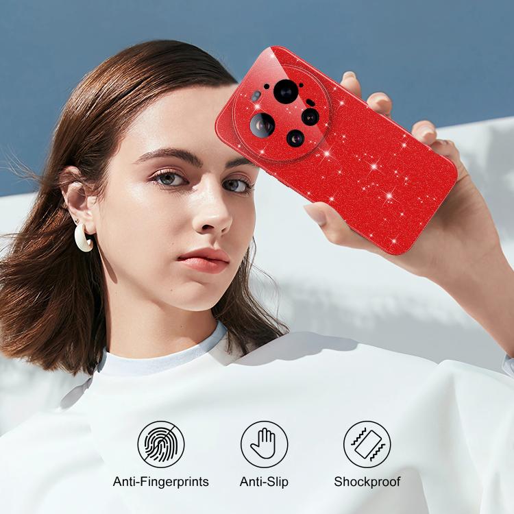 For Xiaomi 17 Ultra Fine Hole Glossy Glitter Magnetic TPU Phone Case with Same Color Hand Strap