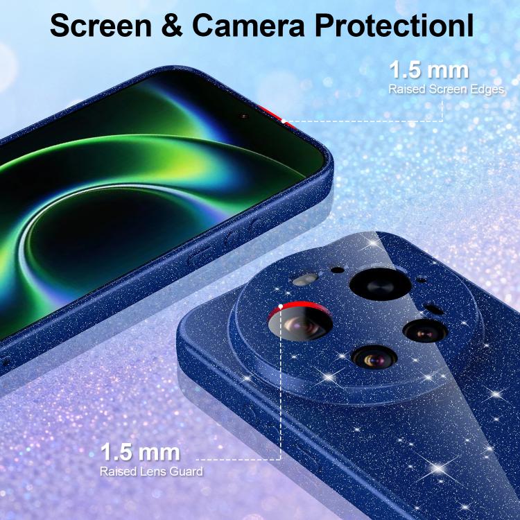 For Xiaomi 17 Ultra Fine Hole Glossy Glitter Magnetic TPU Phone Case with Same Color Hand Strap