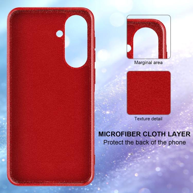 For Samsung Galaxy A37 5G Fine Hole Glossy Glitter Magnetic TPU Phone Case with Same Color Hand Strap