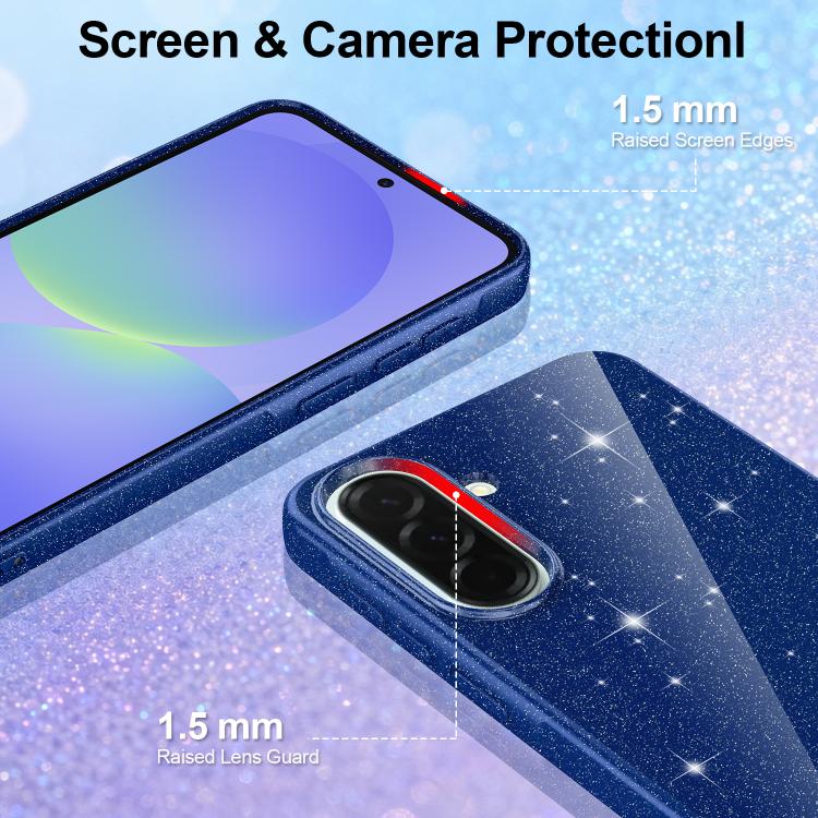 For Samsung Galaxy A37 5G Fine Hole Glossy Glitter Magnetic TPU Phone Case with Same Color Hand Strap