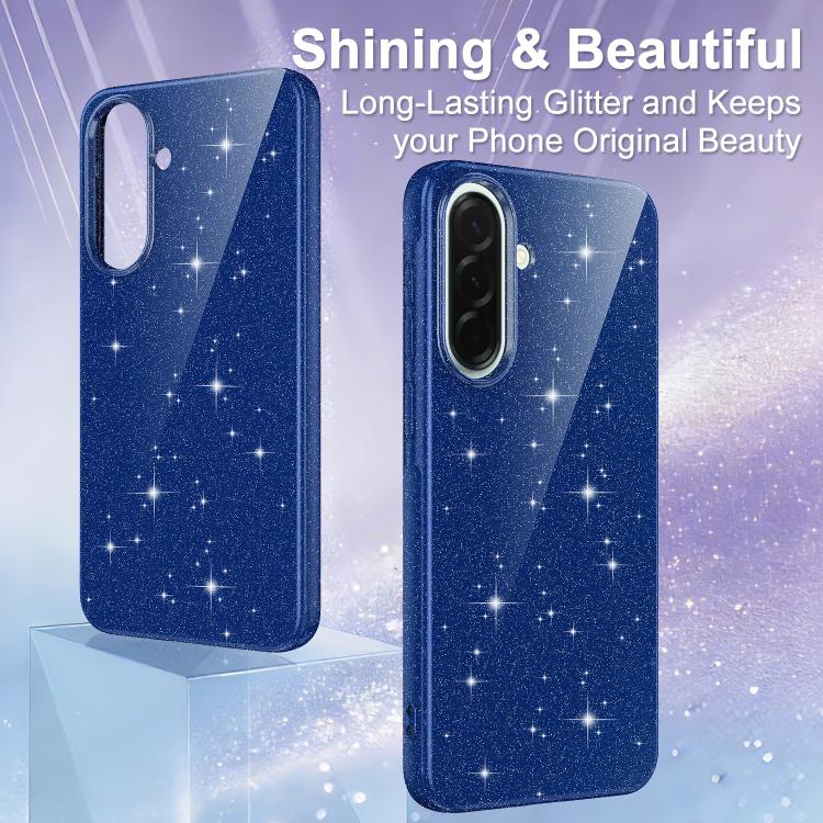For Samsung Galaxy A37 5G Fine Hole Glossy Glitter Magnetic TPU Phone Case with Same Color Hand Strap