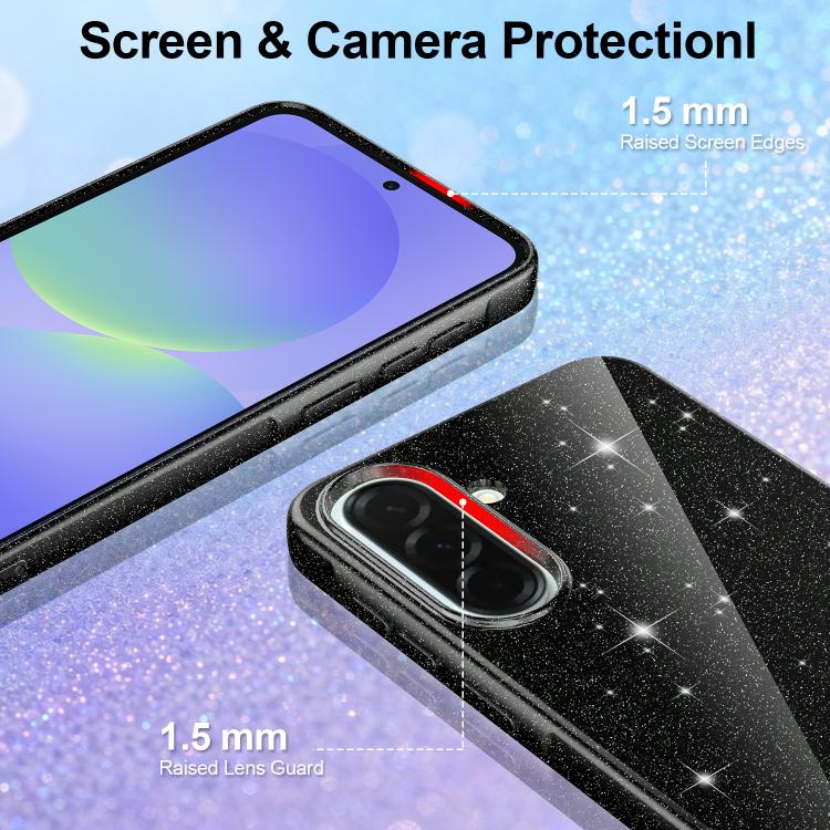 For Samsung Galaxy A36 5G Fine Hole Glossy Glitter Magnetic TPU Phone Case with Same Color Hand Strap