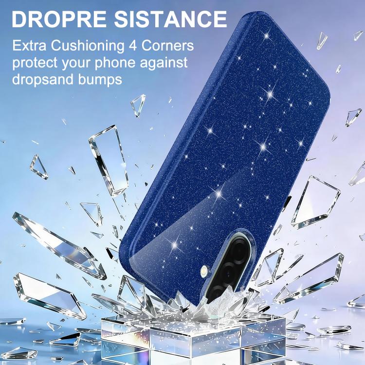 For Samsung Galaxy A36 5G Fine Hole Glossy Glitter Magnetic TPU Phone Case with Same Color Hand Strap
