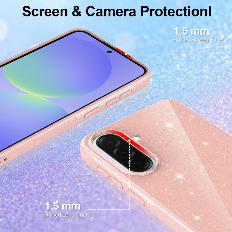 For Samsung Galaxy A56 5G Fine Hole Glossy Glitter Magnetic TPU Phone Case with Same Color Hand Strap