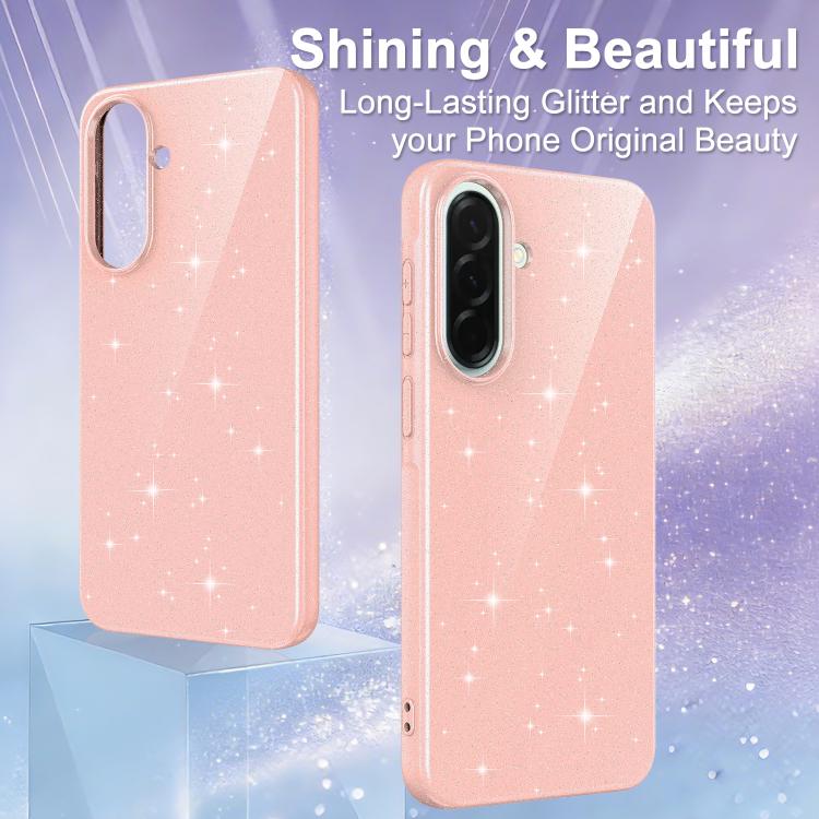 For Samsung Galaxy A56 5G Fine Hole Glossy Glitter Magnetic TPU Phone Case with Same Color Hand Strap