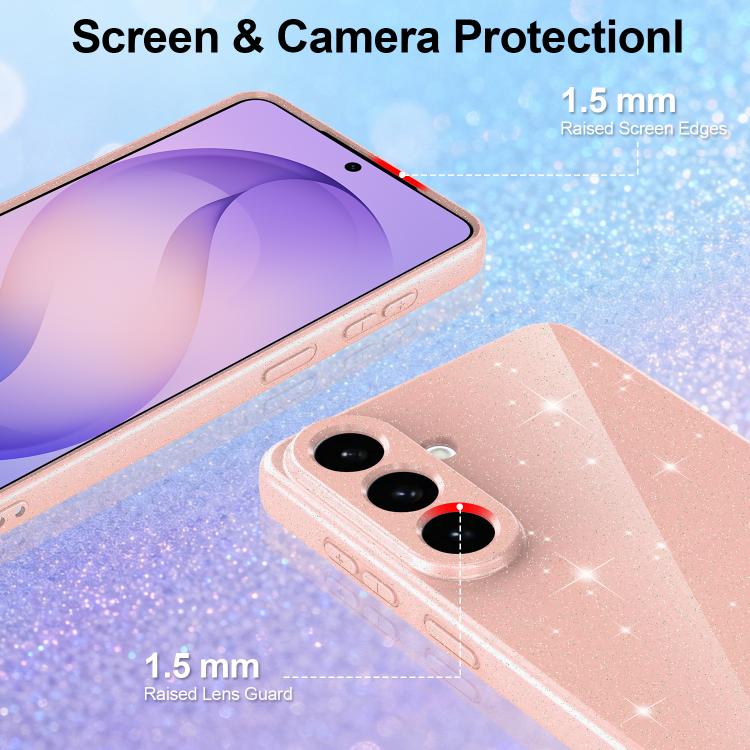 For Samsung Galaxy A17 / F17 / M17 Fine Hole Glossy Glitter Magnetic TPU Phone Case with Same Color Hand Strap