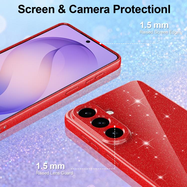 For Samsung Galaxy A26 5G Fine Hole Glossy Glitter Magnetic TPU Phone Case with Same Color Hand Strap