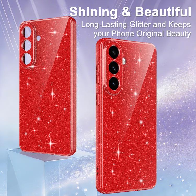 For Samsung Galaxy A26 5G Fine Hole Glossy Glitter Magnetic TPU Phone Case with Same Color Hand Strap