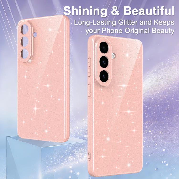 For Samsung Galaxy A57 5G Fine Hole Glossy Glitter Magnetic TPU Phone Case with Same Color Hand Strap