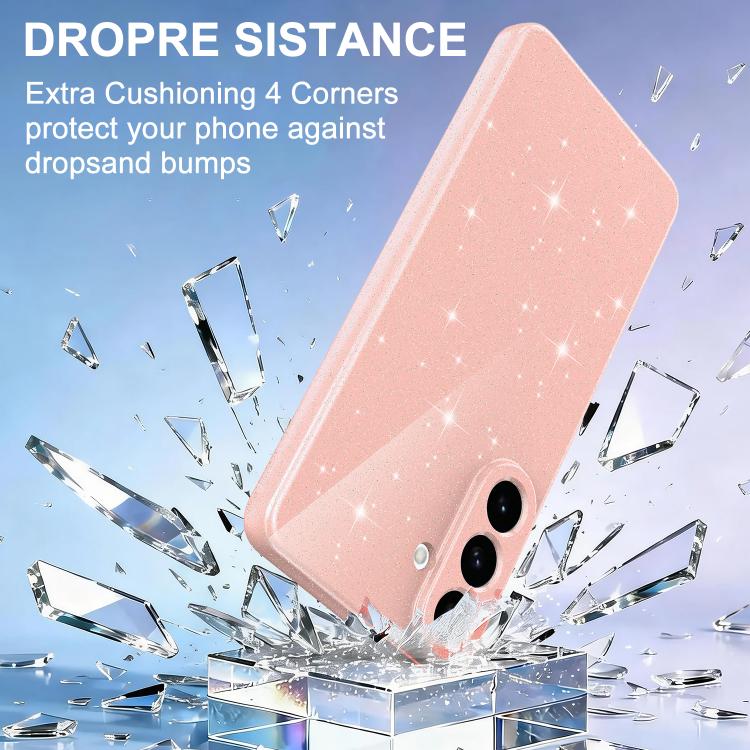 For Galaxy A27 5G Fine Hole Glossy Glitter Magnetic TPU Phone Case with Same Color Hand Strap