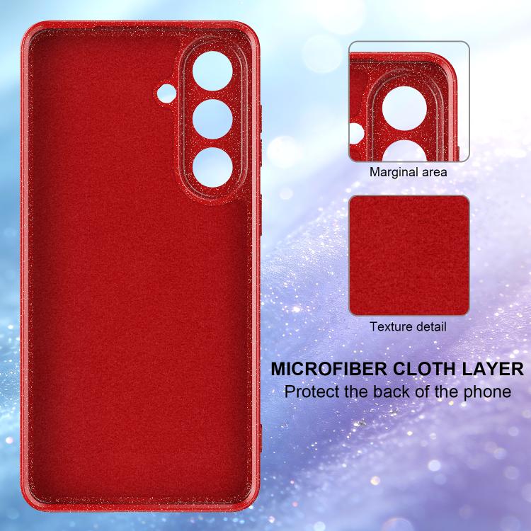 For Galaxy A27 5G Fine Hole Glossy Glitter Magnetic TPU Phone Case with Same Color Hand Strap