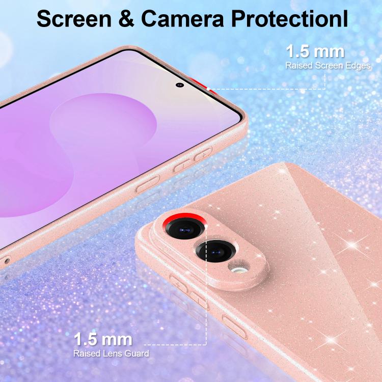 For Samsung Galaxy S25 Edge 5G Fine Hole Glossy Glitter Magnetic TPU Phone Case with Same Color Hand Strap