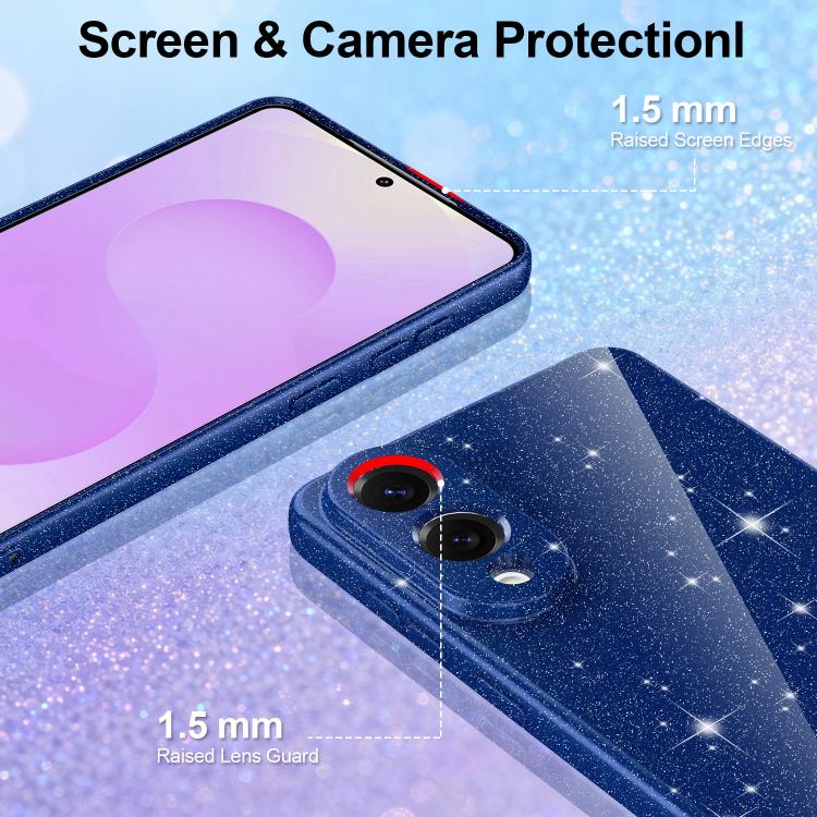 For Samsung Galaxy S25 Edge 5G Fine Hole Glossy Glitter Magnetic TPU Phone Case with Same Color Hand Strap
