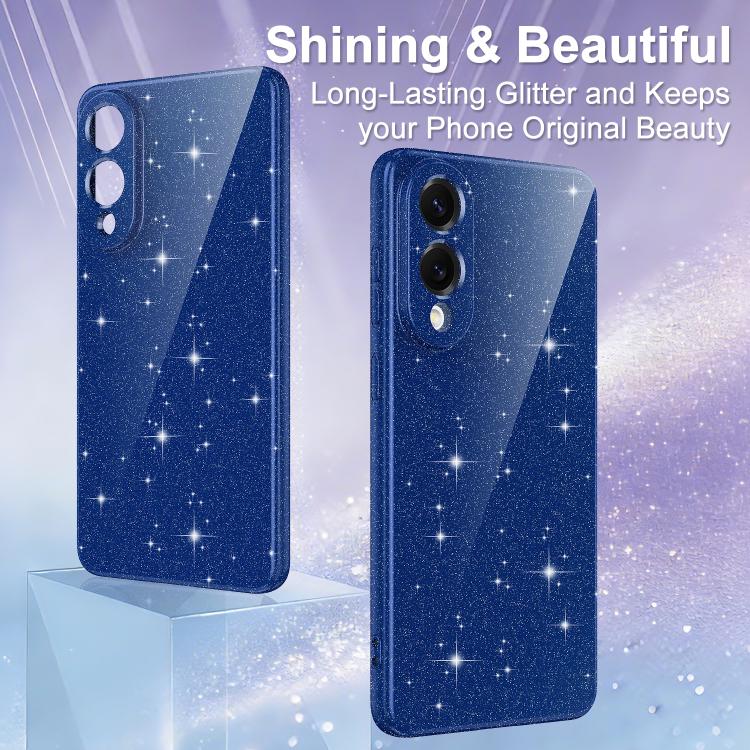 For Samsung Galaxy S25 Edge 5G Fine Hole Glossy Glitter Magnetic TPU Phone Case with Same Color Hand Strap