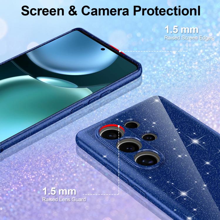 For Samsung Galaxy S25 Ultra 5G Fine Hole Glossy Glitter Magnetic TPU Phone Case with Same Color Hand Strap