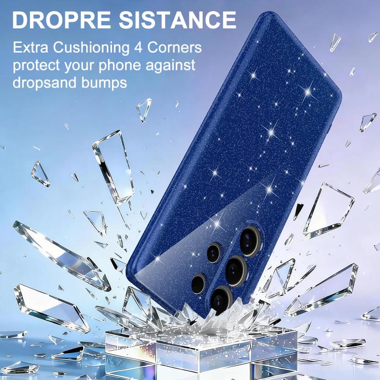 For Samsung Galaxy S25 Ultra 5G Fine Hole Glossy Glitter Magnetic TPU Phone Case with Same Color Hand Strap