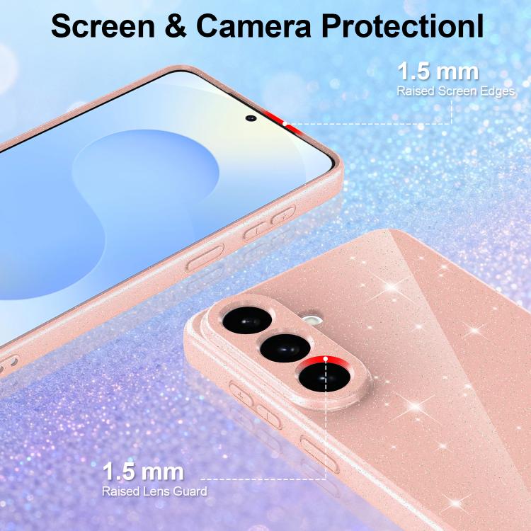 For Samsung Galaxy S26+ 5G Fine Hole Glossy Glitter Magnetic TPU Phone Case with Same Color Hand Strap