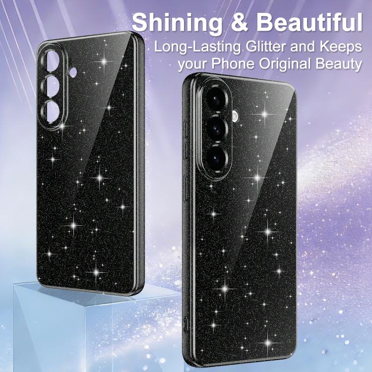 For Samsung Galaxy S26+ 5G Fine Hole Glossy Glitter Magnetic TPU Phone Case with Same Color Hand Strap