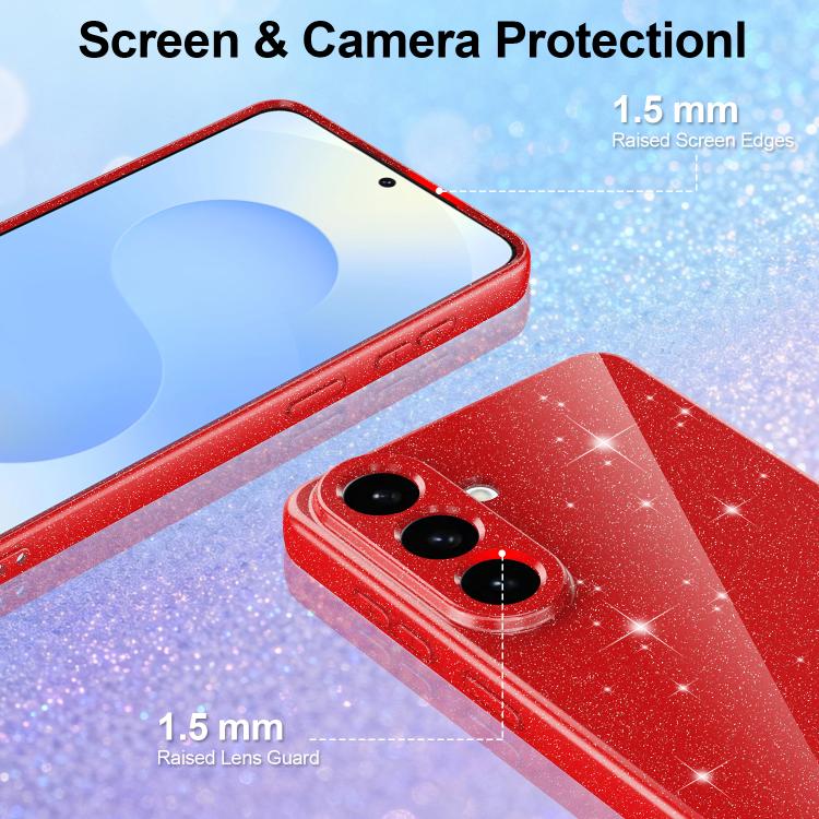 For Samsung Galaxy S26+ 5G Fine Hole Glossy Glitter Magnetic TPU Phone Case with Same Color Hand Strap