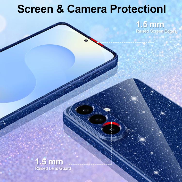 For Samsung Galaxy S26+ 5G Fine Hole Glossy Glitter Magnetic TPU Phone Case with Same Color Hand Strap