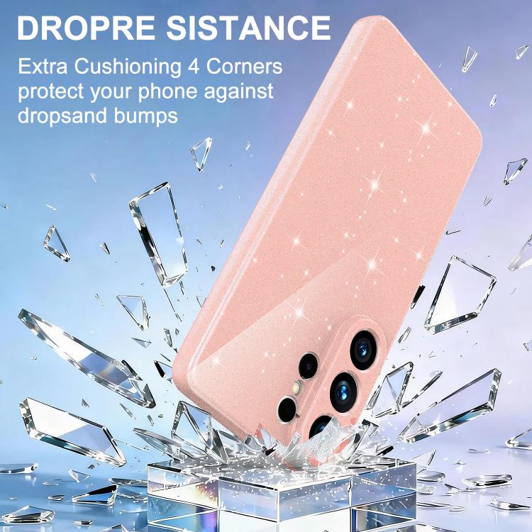 For Samsung Galaxy S26 Ultra 5G Fine Hole Glossy Glitter Magnetic TPU Phone Case with Same Color Hand Strap