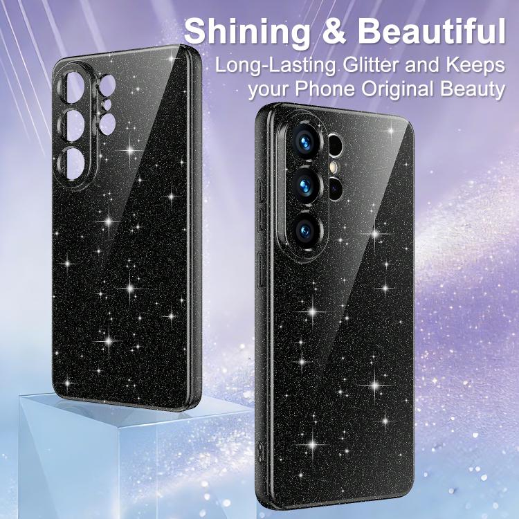For Samsung Galaxy S26 Ultra 5G Fine Hole Glossy Glitter Magnetic TPU Phone Case with Same Color Hand Strap