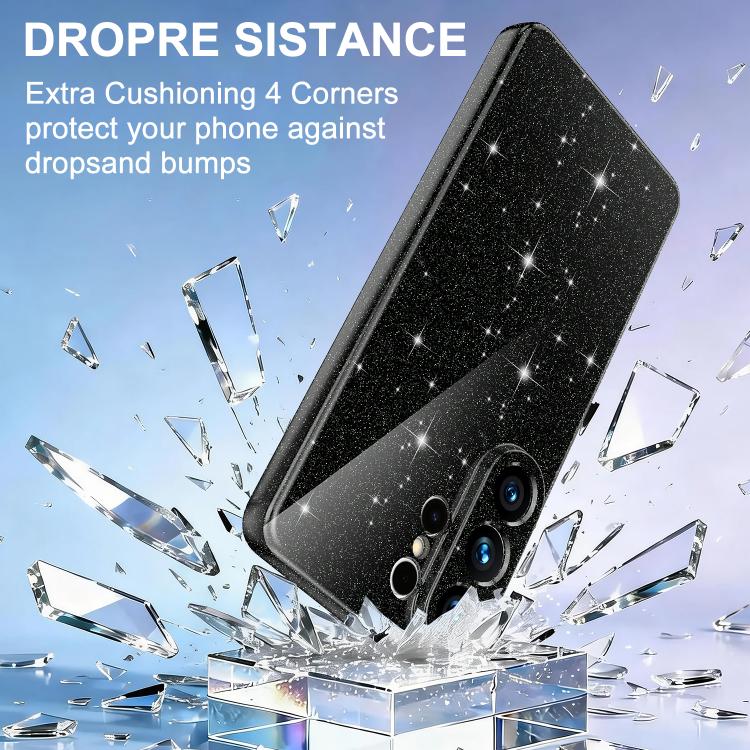 For Samsung Galaxy S26 Ultra 5G Fine Hole Glossy Glitter Magnetic TPU Phone Case with Same Color Hand Strap