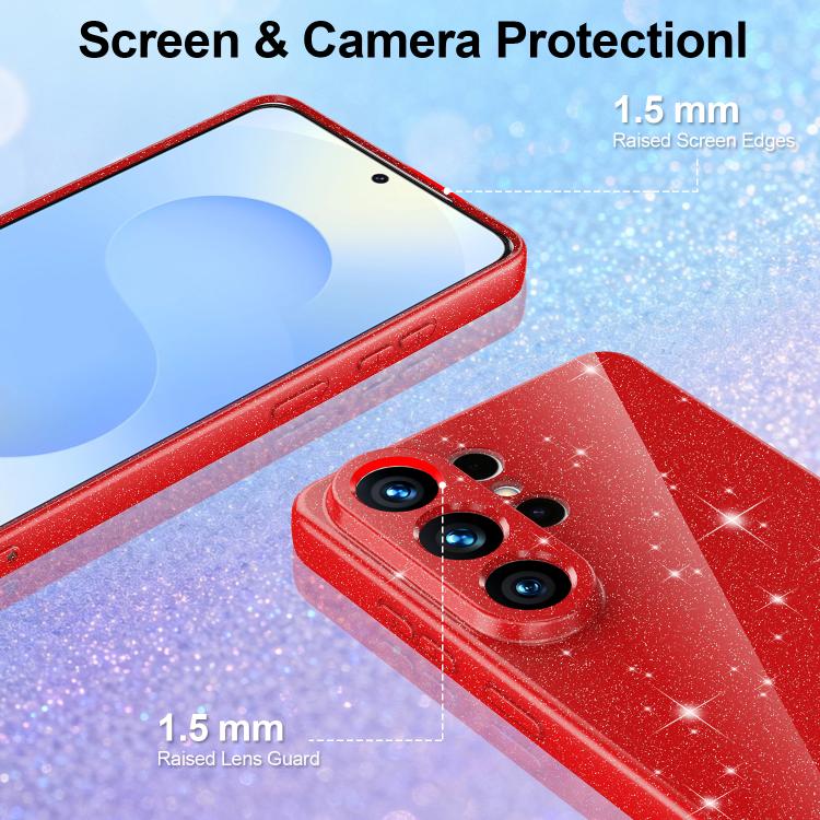 For Samsung Galaxy S26 Ultra 5G Fine Hole Glossy Glitter Magnetic TPU Phone Case with Same Color Hand Strap