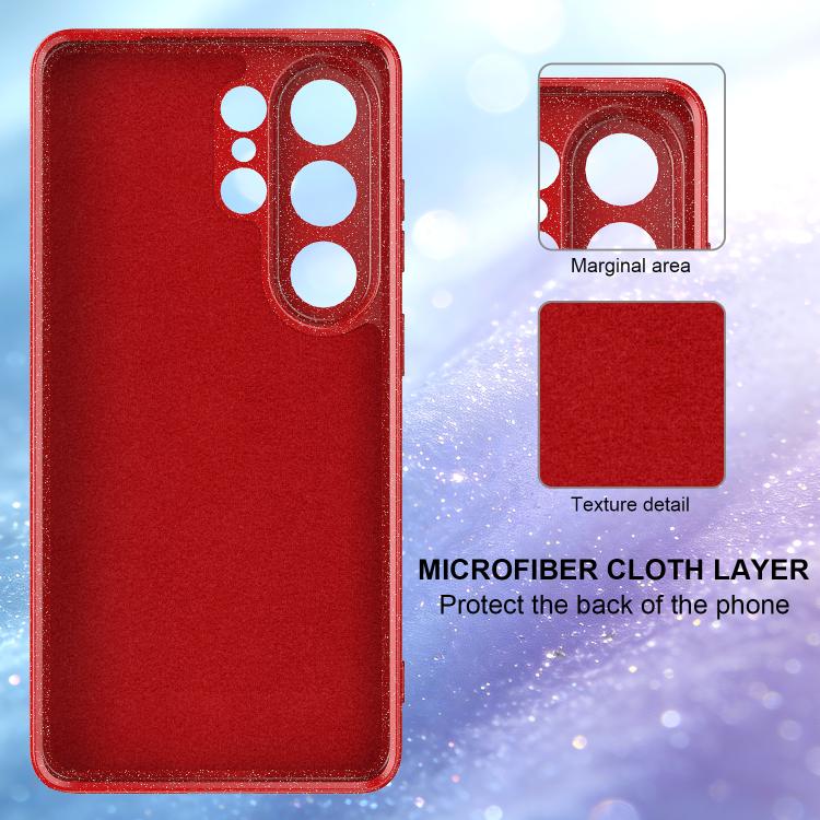For Samsung Galaxy S26 Ultra 5G Fine Hole Glossy Glitter Magnetic TPU Phone Case with Same Color Hand Strap